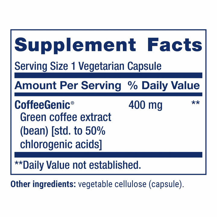 Life Extension CoffeeGenic® Green Coffee Extract, 400 mg, standardized for 50% chlorogenic Acid, After-Meal Metabolism Support, Gluten Free, Non-GMO, Vegetarian, 90 Capsules - The Oasis of Health