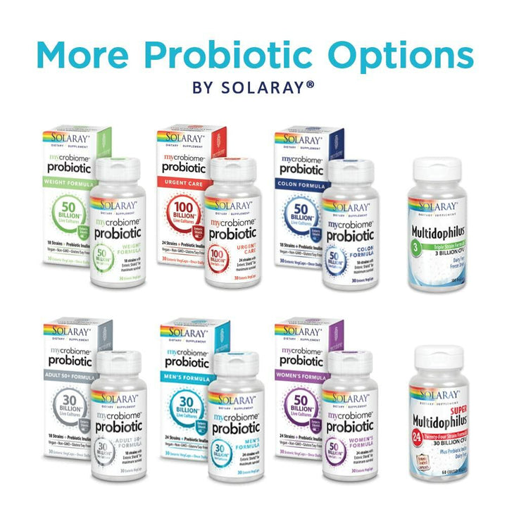 Solaray Multidophilus 12 Strain Probiotic 20 Billion CFU, Probiotics for Digestive Health for Women and Men, Daily Gut Health Support Complex with Prebiotic Inulin, No Dairy - 100 VegCaps - The Oasis of Health