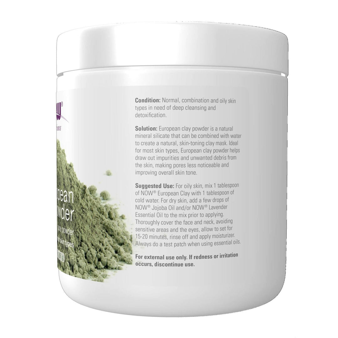 NOW Foods Solutions, European Clay Powder, Pure Powder for a Detox Facial Cleansing Mask, 14-Ounce - The Oasis of Health