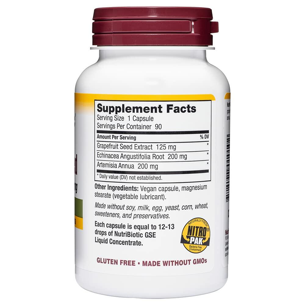 NutriBiotic Grapefruit Seed Extract CapsulesPlus, 125 mg of GSE, 90 Count - The Oasis of Health