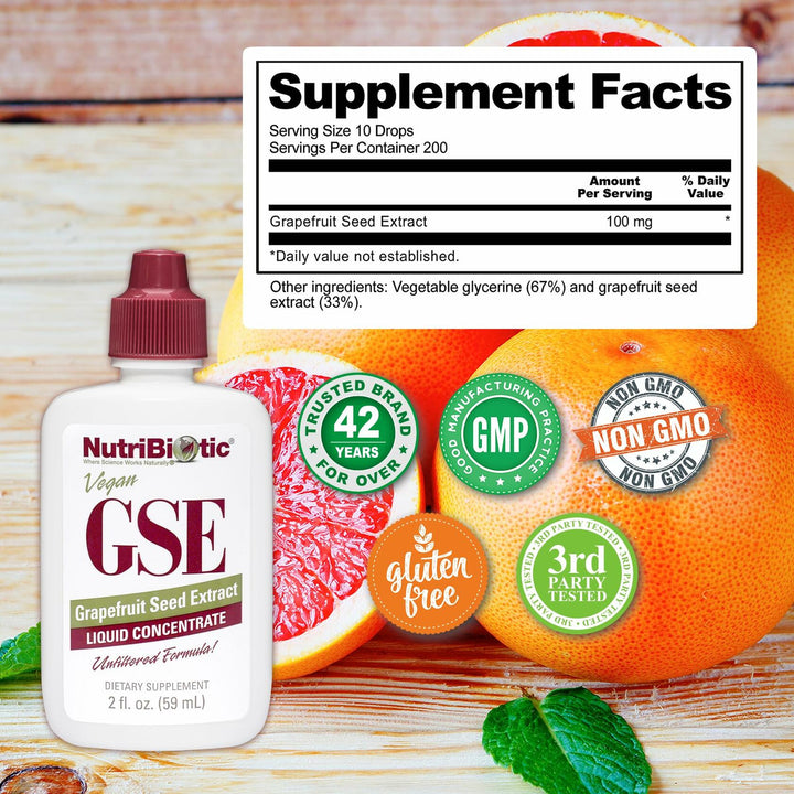 NutriBiotic – GSE, 2 Oz Liquid | The Original Grapefruit Seed Extract Premium Concentrate with Bioflavonoids | Potent Immune &amp; Overall Health Support | Vegan, Gluten Free, Non-GMO - The Oasis of Health