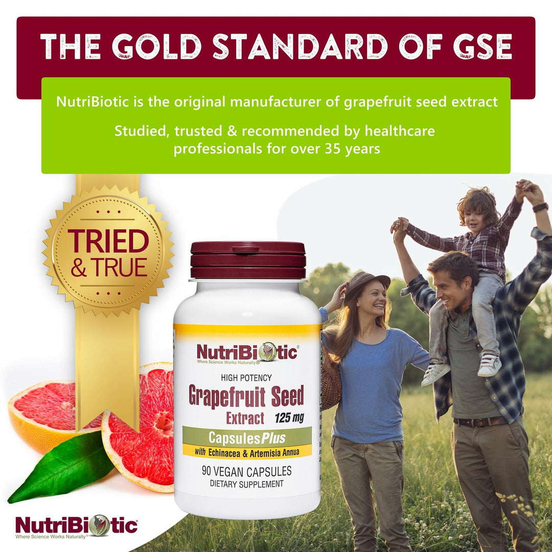 NutriBiotic Grapefruit Seed Extract CapsulesPlus, 125 mg of GSE, 90 Count - The Oasis of Health