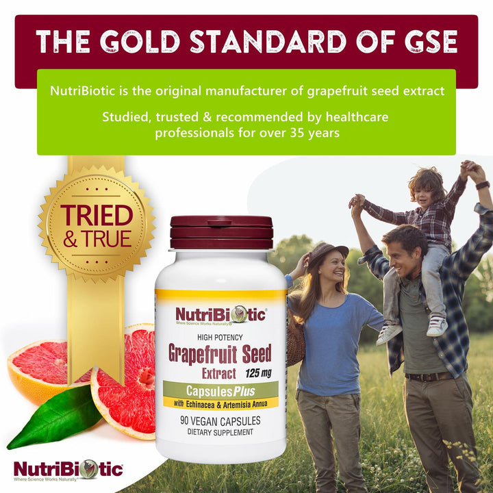 NutriBiotic Grapefruit Seed Extract CapsulesPlus, 125 mg of GSE, 90 Count - The Oasis of Health