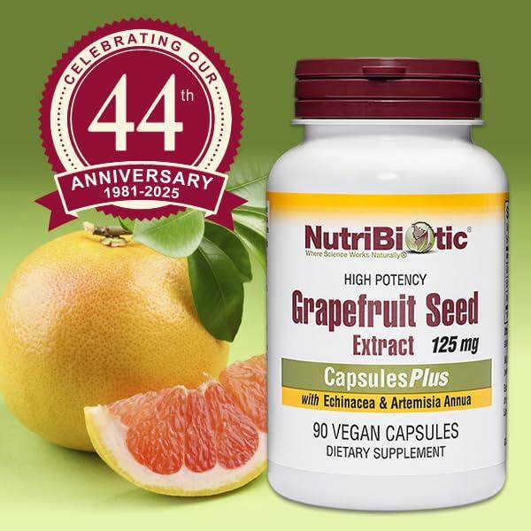 NutriBiotic Grapefruit Seed Extract CapsulesPlus, 125 mg of GSE, 90 Count - The Oasis of Health