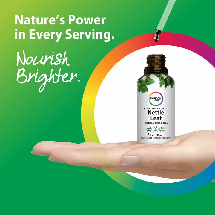 Rainbow Light Nettle Leaf Liquid Extract | 2 Fl Oz | Super Concentrated | Alcohol Free | Non-GMO and Gluten Free Herbal Supplement - The Oasis of Health