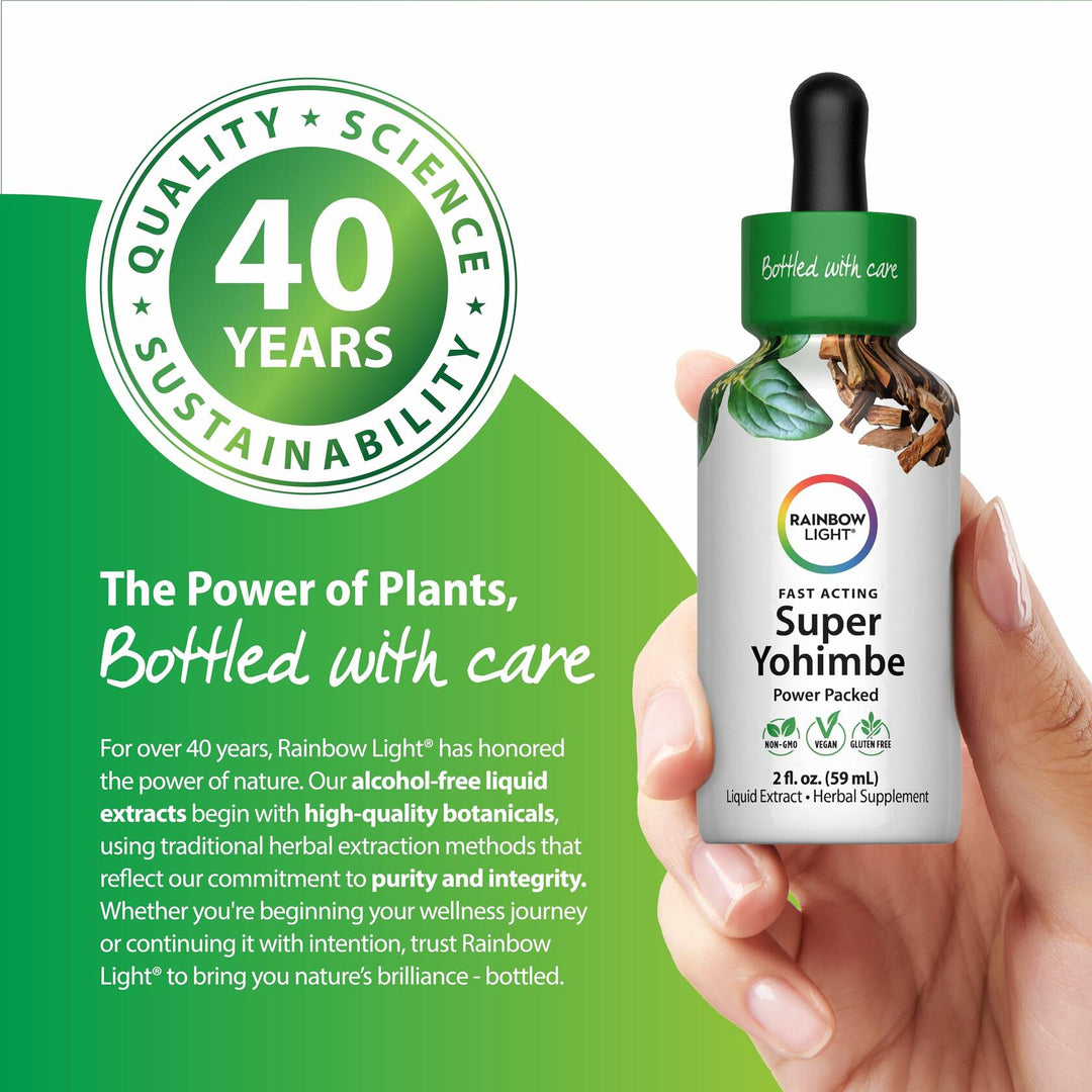 Rainbow Light Super Yohimbe Extract | 2 Fl Oz | Fast Acting, Power Packed Formula | Alcohol Free | Non-GMO and Gluten Free Herbal Supplement | for Men and Women - The Oasis of Health