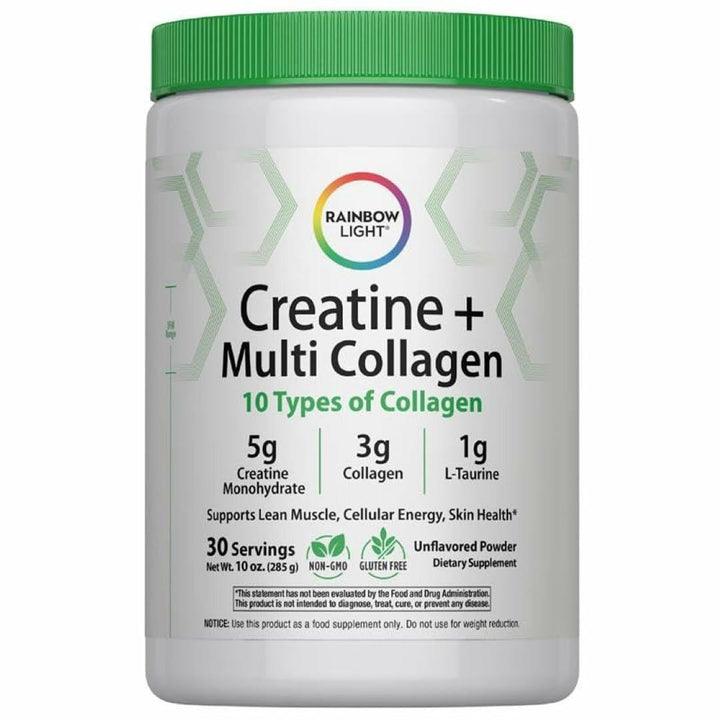 Rainbow Light Creatine + Multi Collagen | 10 Ounce | 5g Creatine Monohydrate Plus 10 Types of Collagen | Supports Lean Muscle, Cellular Energy &amp; Skin Health | Unflavored Powder - The Oasis of Health