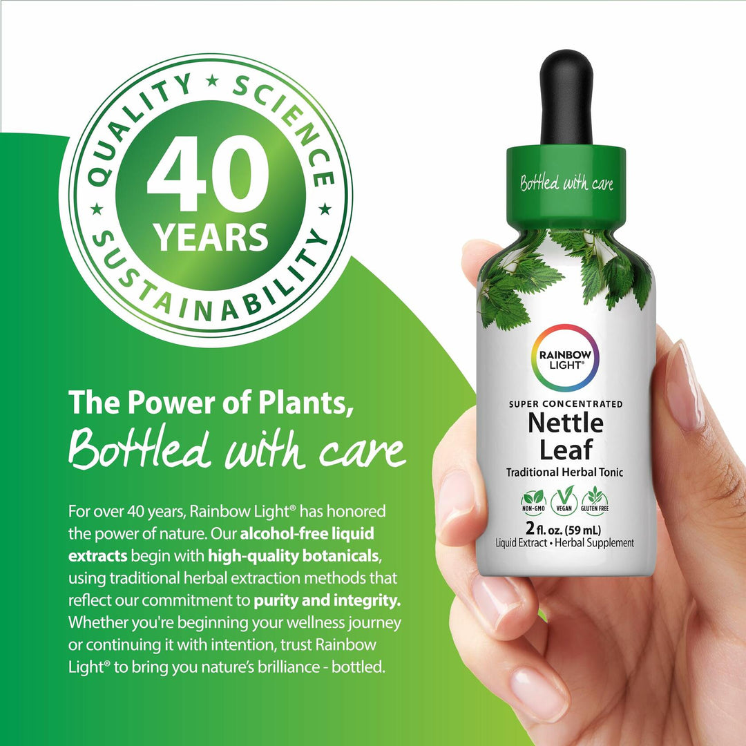 Rainbow Light Nettle Leaf Liquid Extract | 2 Fl Oz | Super Concentrated | Alcohol Free | Non-GMO and Gluten Free Herbal Supplement - The Oasis of Health