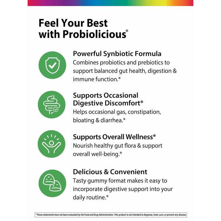 Rainbow Light Probiotic Gummies | 50 Count | Advanced Synbiotic with Prebiotic | for Men, Women &amp; Children | Supports Digestive &amp; Immune Health - The Oasis of Health