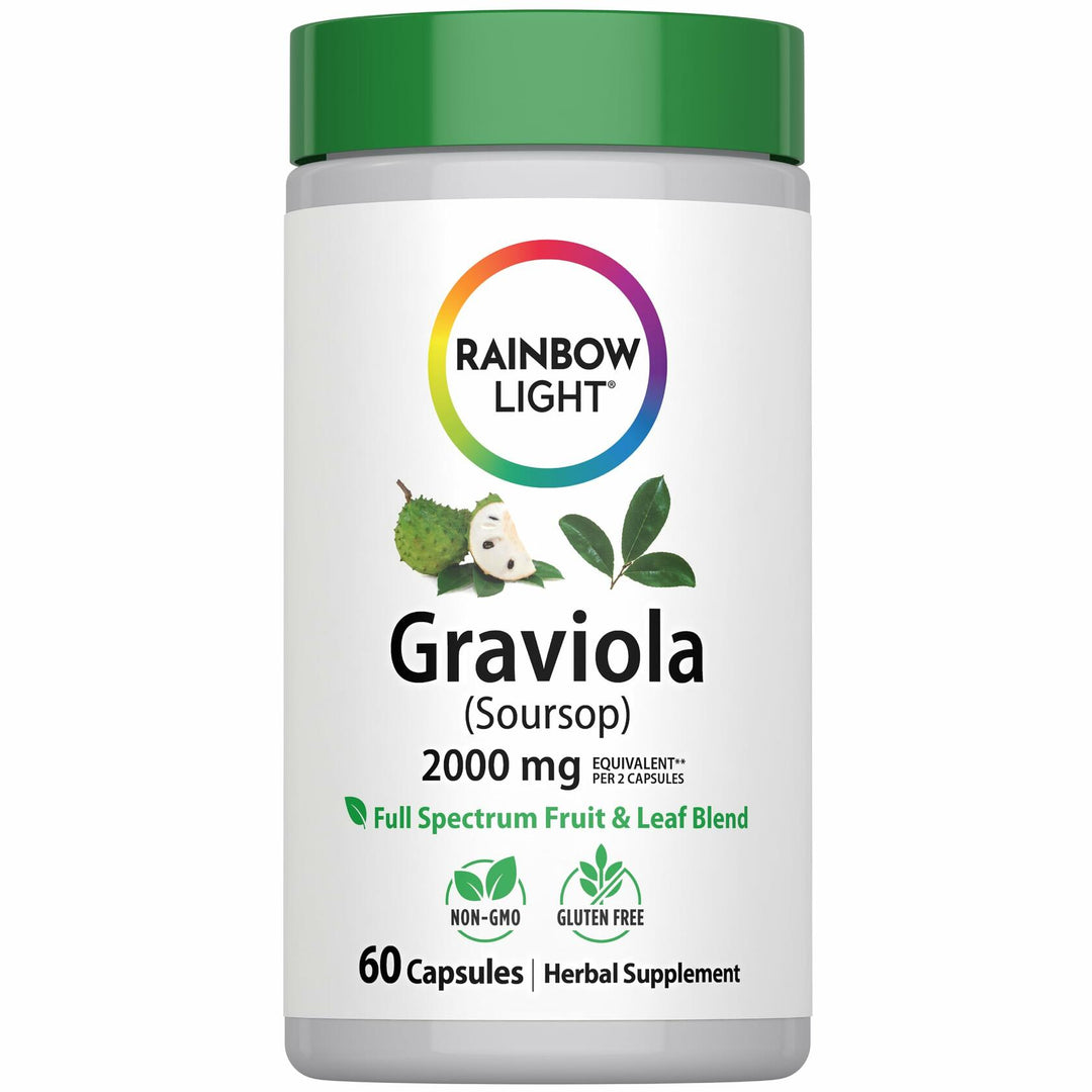 Rainbow Light Graviola Soursop | 60 Capsules | Full Spectrum Fruit &amp; Leaf Blend | Non-GMO and Gluten Free Herbal Supplement - The Oasis of Health