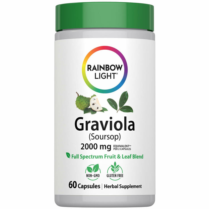 Rainbow Light Graviola Soursop | 60 Capsules | Full Spectrum Fruit &amp; Leaf Blend | Non-GMO and Gluten Free Herbal Supplement - The Oasis of Health