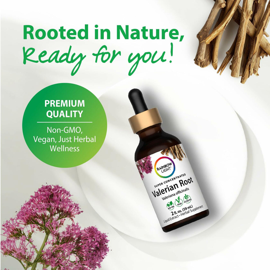 Rainbow Light Valerian Root Liquid Extract | 2 Fl Oz | Super Concentrated | Alcohol Free | Vegan, Non-GMO &amp; Gluten Free - The Oasis of Health