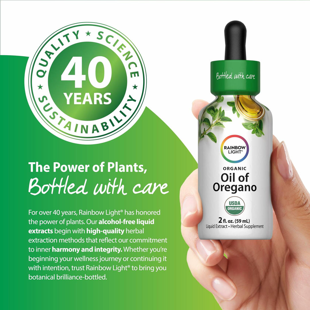 Rainbow Light Organic Oil of Oregano | 2 Fl Oz | Alcohol Free Liquid Extract | Non-GMO and Gluten Free Herbal Supplement | for Men and Women - The Oasis of Health