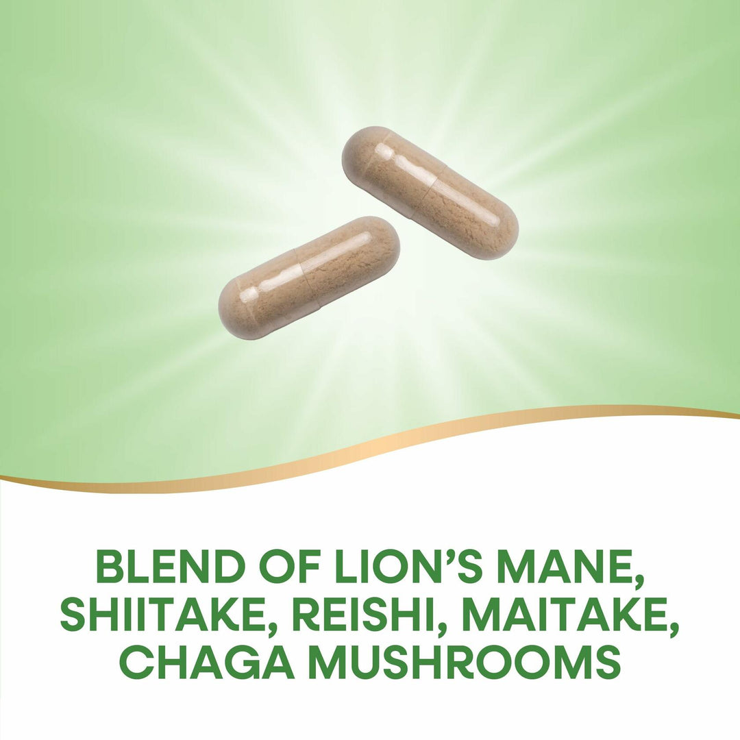 Nature’s Way 5-Mushroom Blend, with Lion’s Mane, Shiitake, Reishi, Maitake, Chaga Mushroom, 60 Vegan Capsules - The Oasis of Health