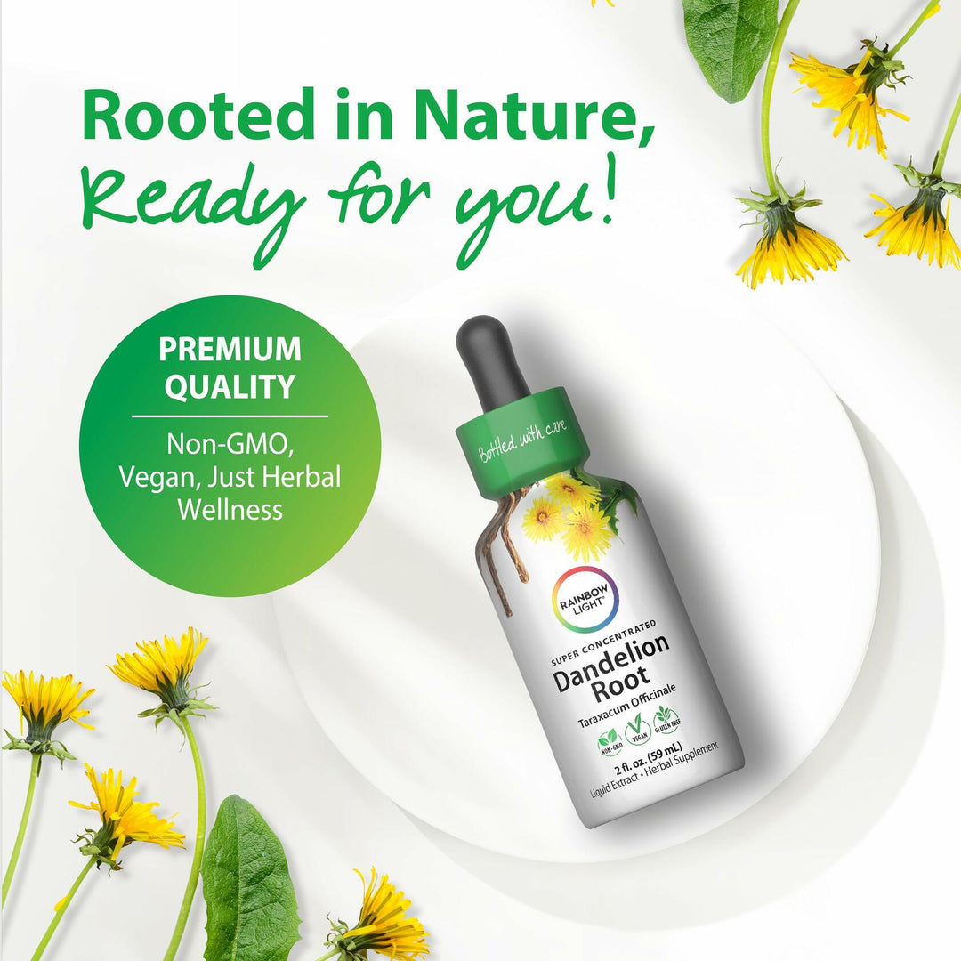 Rainbow Light Dandelion Root Extract Supplement | 2 Fl Oz | Super Concentrated | Alcohol Free | Non-GMO and Gluten Free - The Oasis of Health