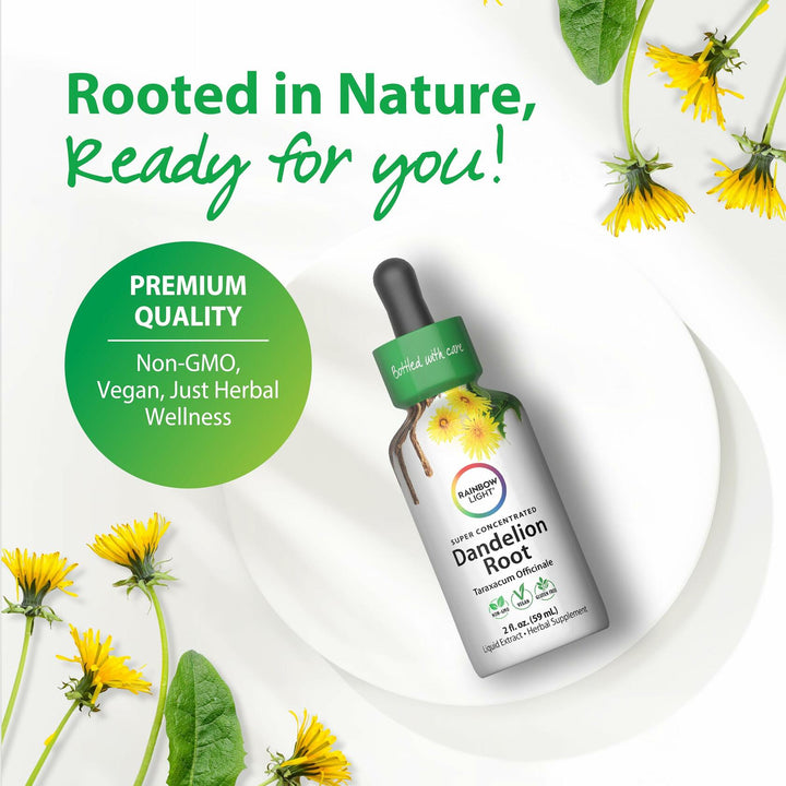 Rainbow Light Dandelion Root Extract Supplement | 2 Fl Oz | Super Concentrated | Alcohol Free | Non-GMO and Gluten Free - The Oasis of Health