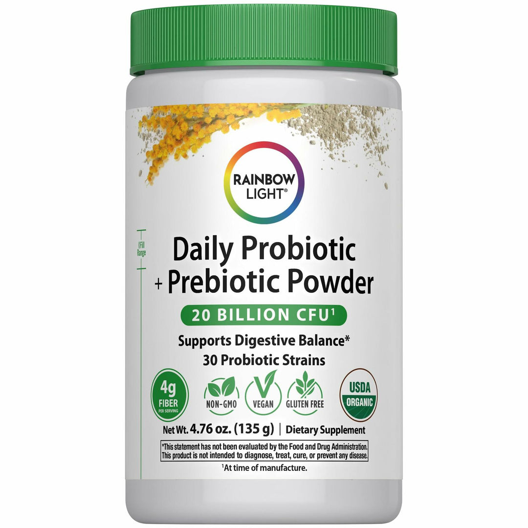 Rainbow Light Daily Probiotic &amp; Prebiotic Powder 20 Billion CFU | 30 Probiotic Strains &amp; Organic Prebiotic Fiber | for Men and Women | Supports Digestive Balance | 4.76 oz - The Oasis of Health