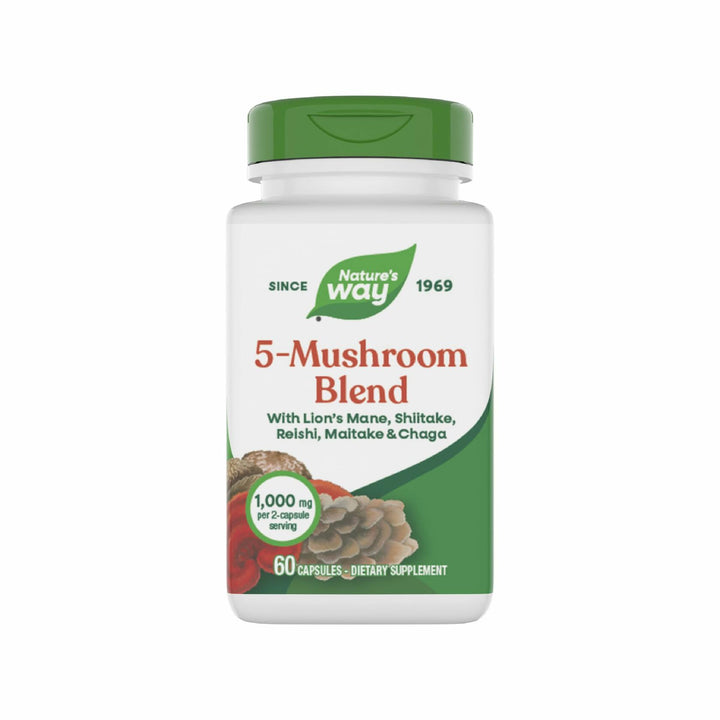 Nature’s Way 5-Mushroom Blend, with Lion’s Mane, Shiitake, Reishi, Maitake, Chaga Mushroom, 60 Vegan Capsules - The Oasis of Health