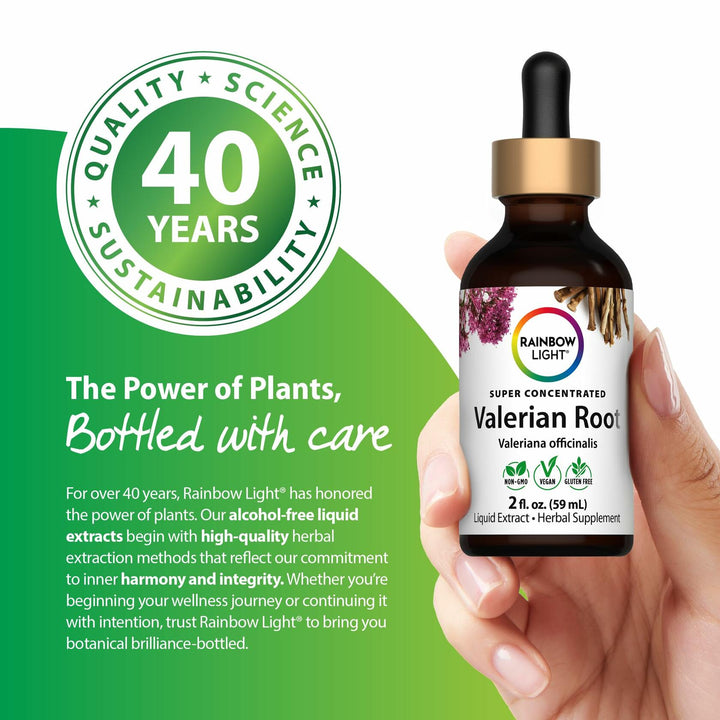 Rainbow Light Valerian Root Liquid Extract | 2 Fl Oz | Super Concentrated | Alcohol Free | Vegan, Non-GMO &amp; Gluten Free - The Oasis of Health