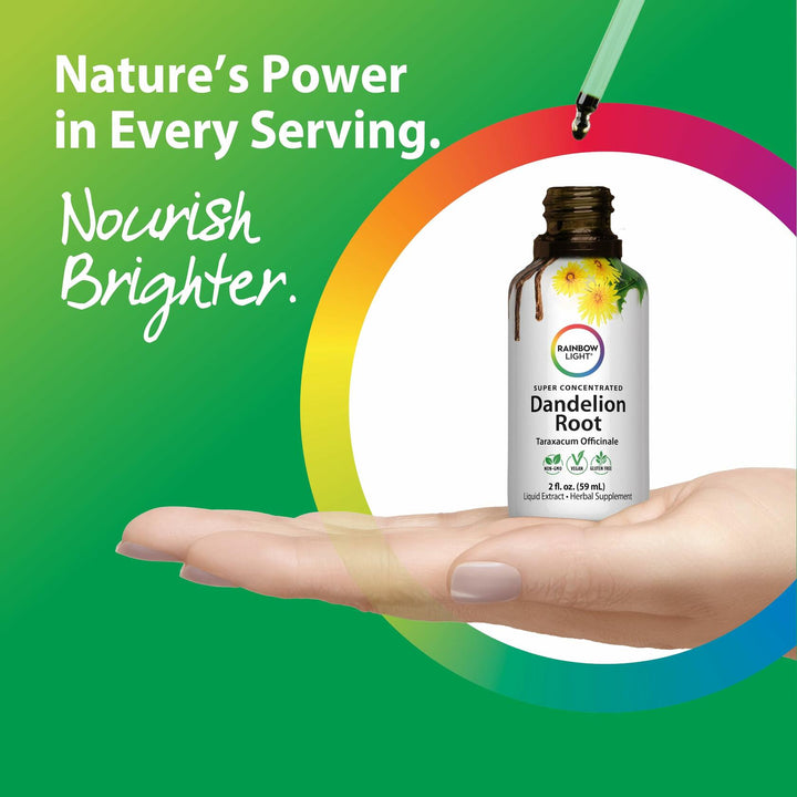 Rainbow Light Dandelion Root Extract Supplement | 2 Fl Oz | Super Concentrated | Alcohol Free | Non-GMO and Gluten Free - The Oasis of Health