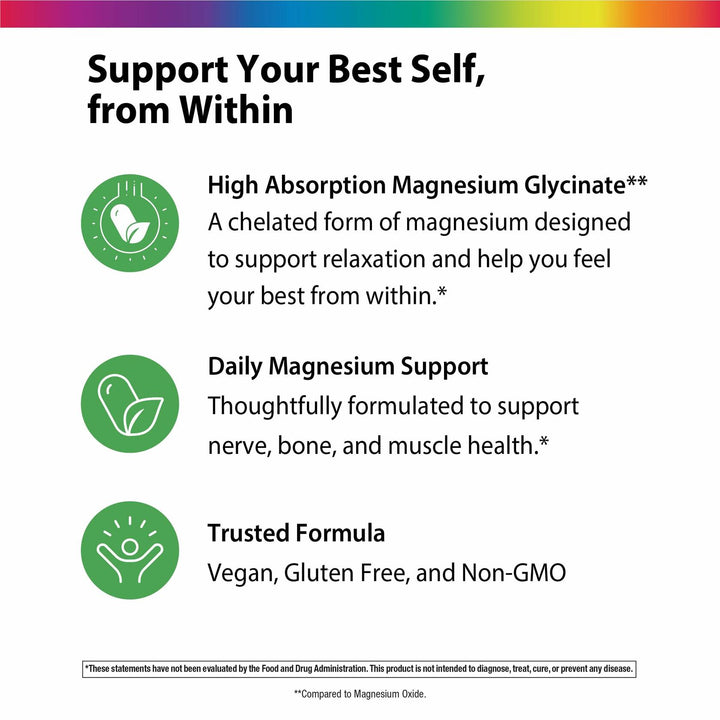 Magnesium Glycinate 325 mg | High Absorption, Chelated Form of Magnesium | Supports Nerve, Bone, &amp; Muscle Health | Vegan, Non-GMO and Gluten Free - The Oasis of Health