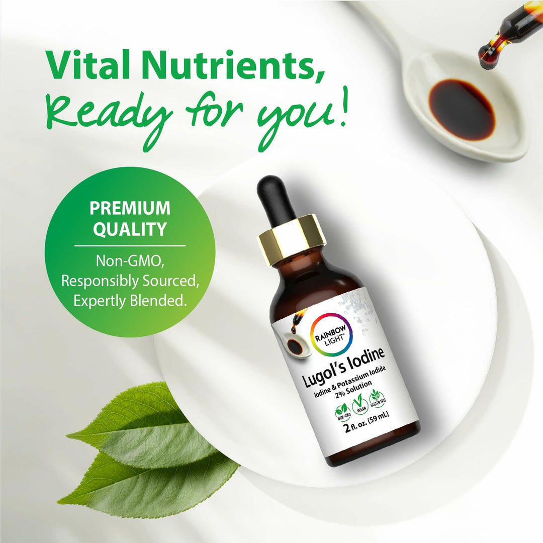 Rainbow Light Lugols 2 Percent Iodine Solution | 2 fl oz | Iodine &amp; Potassium Iodide 2% | Liquid Drops - The Oasis of Health