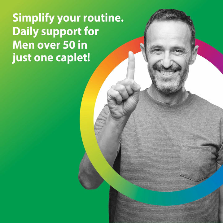 Rainbow Light Mens Multivitamin One + for 50 Plus | 90 Caplets | Supports Muscle Health | with Vitamins C, D, and Zinc | Real Food Nutrients, Digestive Enzymes &amp; Probiotics - The Oasis of Health