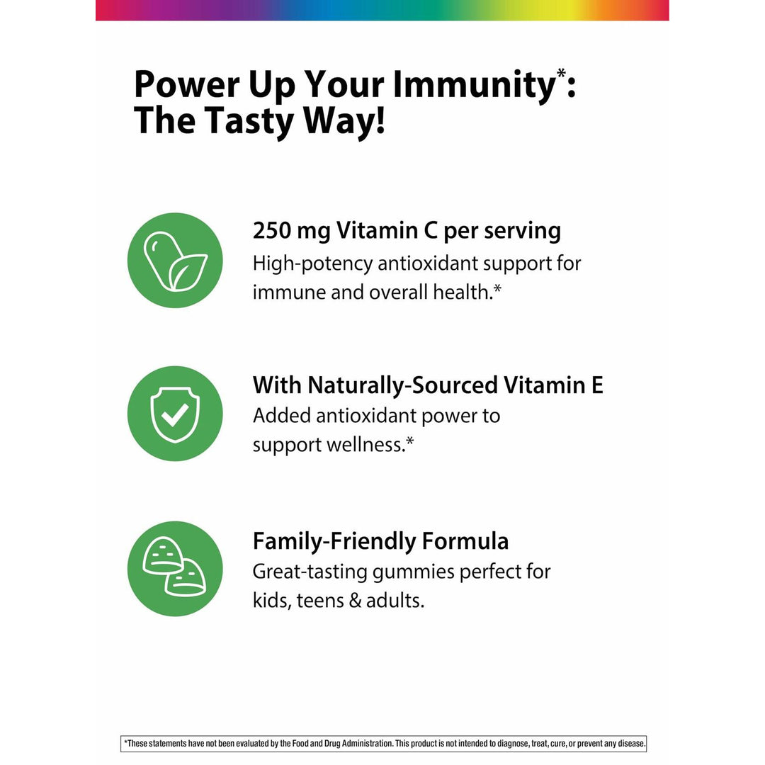 Rainbow Light Vitamin C Gummies with Vitamin E | 90 Count | Supports Immune &amp; Antioxidant Health for Adults &amp; Kids | Tangy Orange Flavor - The Oasis of Health