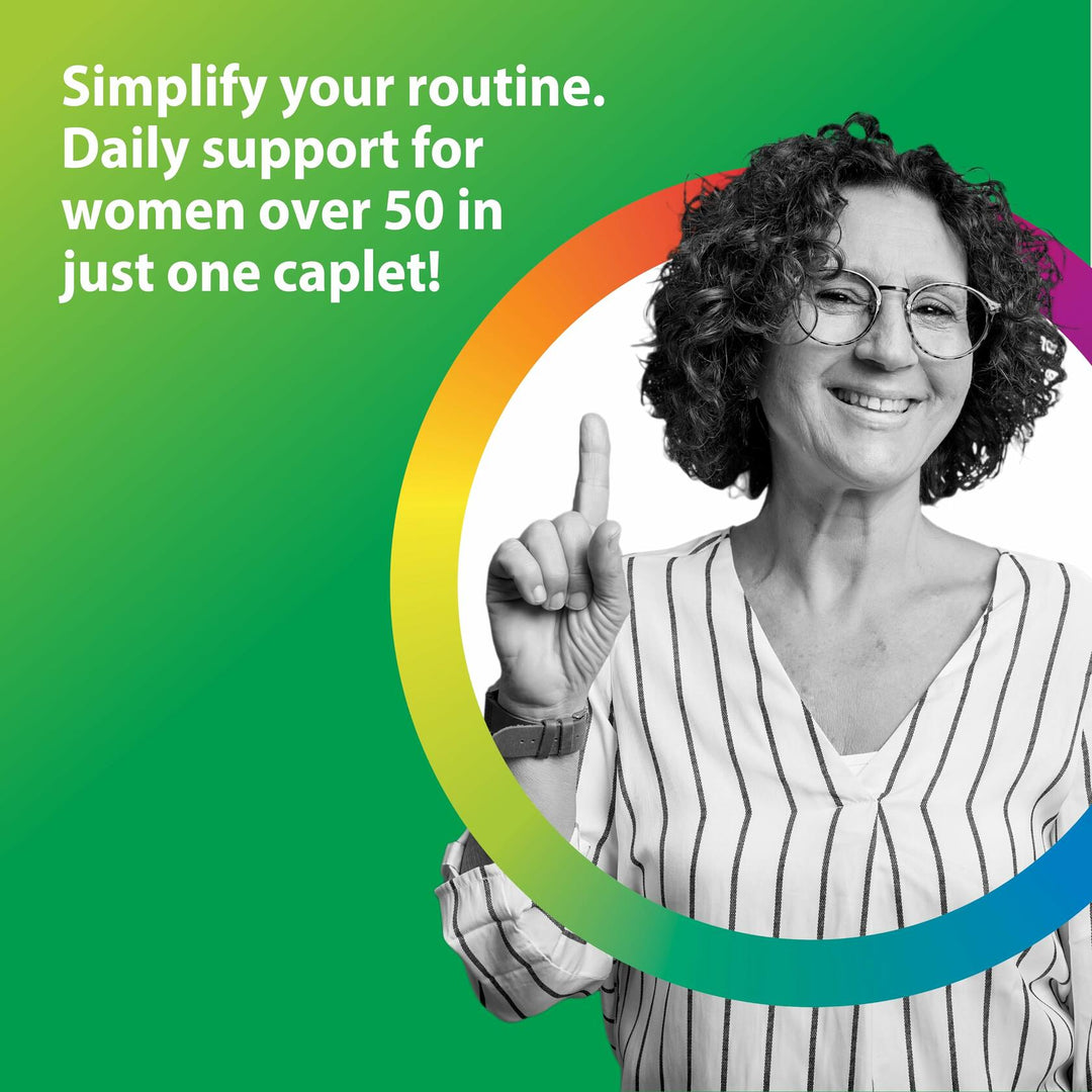 Rainbow Light Womens One + Multivitamin 50 Plus | 90 Caplets | Supports Menopause | Real Food Nutrients, Digestive Enzymes &amp; Probiotics - The Oasis of Health