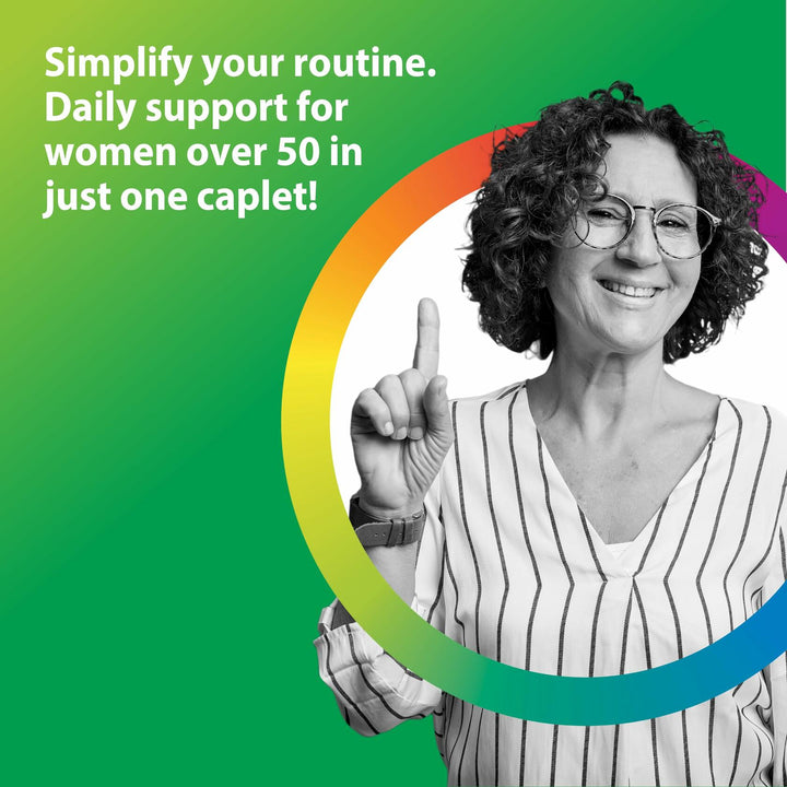 Rainbow Light Womens One + Multivitamin 50 Plus | 90 Caplets | Supports Menopause | Real Food Nutrients, Digestive Enzymes &amp; Probiotics - The Oasis of Health