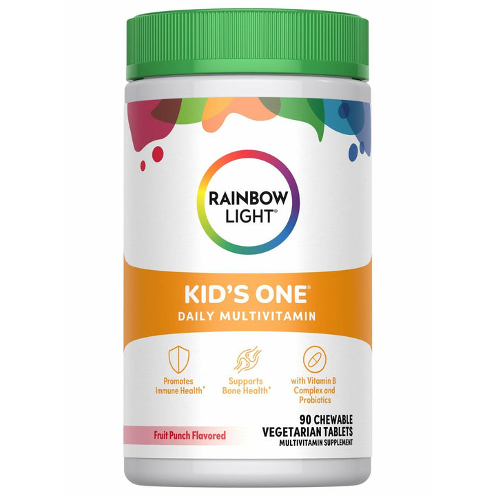 Rainbow Light Kids One Multivitamin Tablets, Provides Healthy Growth and Immune Support, with Vitamin C, Zinc, &amp; B Complex, Vegetarian and Gluten Free, Fruit Punch, 90 Count - The Oasis of Health