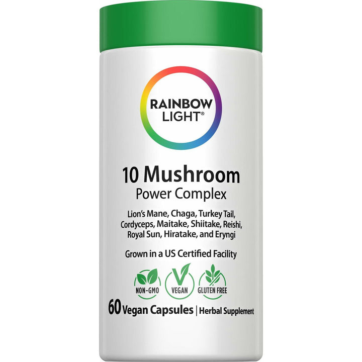 Rainbow Light Mushroom Power Supplement | 60 Capsules | Complex Made with 10 Potent Mushrooms | Includes Lions Mane, Chaga, Shiitake, Reishi &amp; More | Non-GMO and Gluten Free - The Oasis of Health