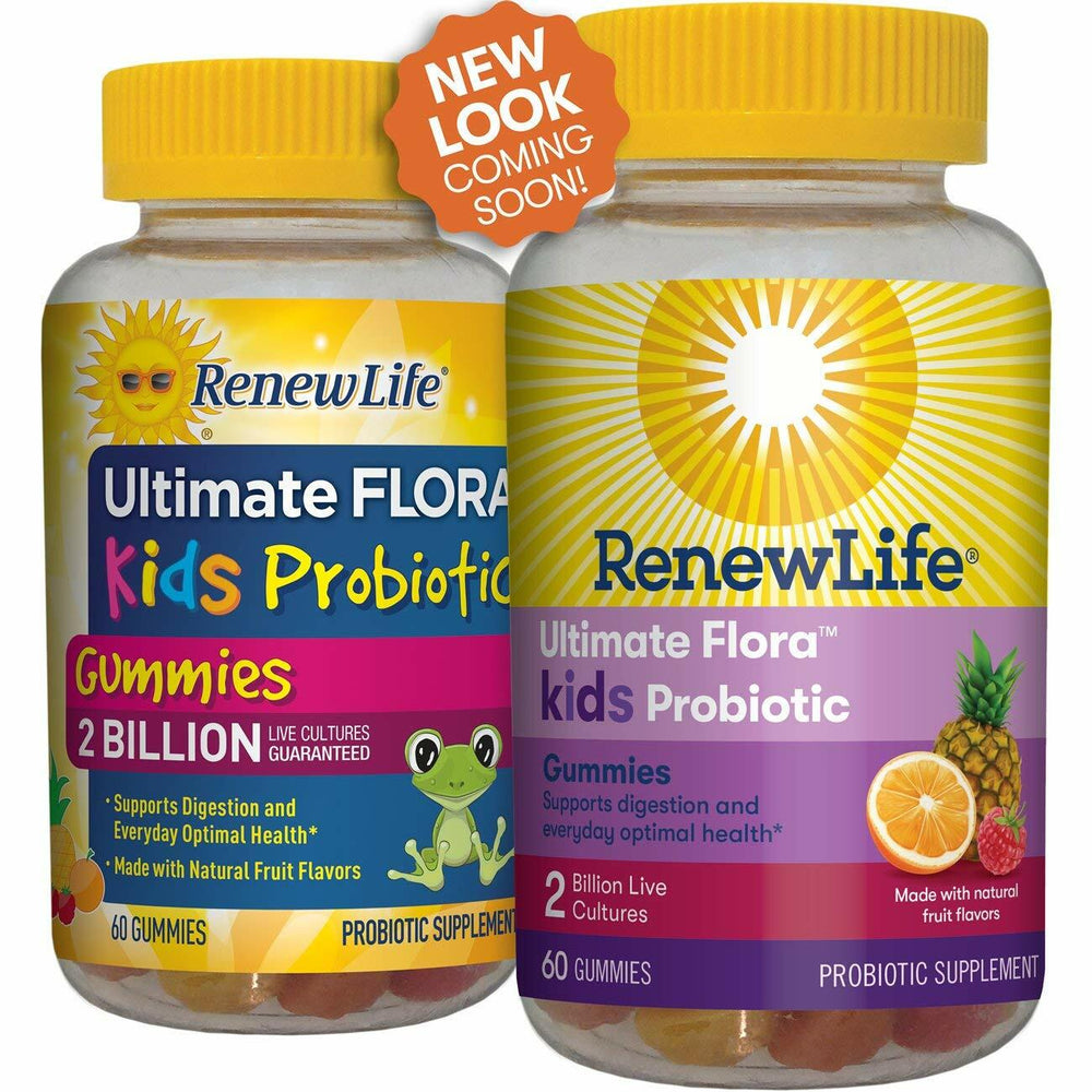 Renew Life Kids Probiotic - Ultimate Flora Kids Probiotic, Shelf Stable Probiotic Supplement - 2 Billion - Fruit Flavor, 60 Chewable Gummies (Packaging May Vary) - The Oasis of Health