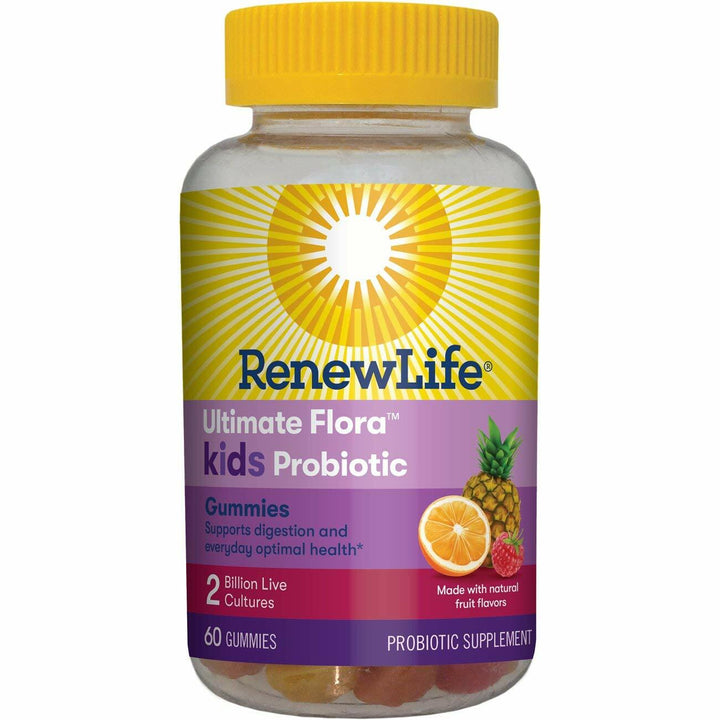 Renew Life Kids Probiotic - Ultimate Flora Kids Probiotic, Shelf Stable Probiotic Supplement - 2 Billion - Fruit Flavor, 60 Chewable Gummies (Packaging May Vary) - The Oasis of Health