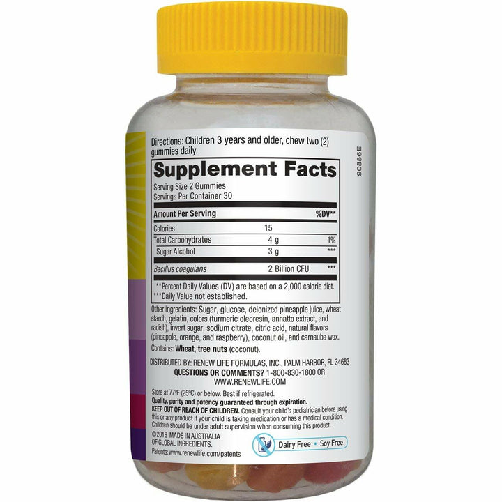 Renew Life Kids Probiotic - Ultimate Flora Kids Probiotic, Shelf Stable Probiotic Supplement - 2 Billion - Fruit Flavor, 60 Chewable Gummies (Packaging May Vary) - The Oasis of Health