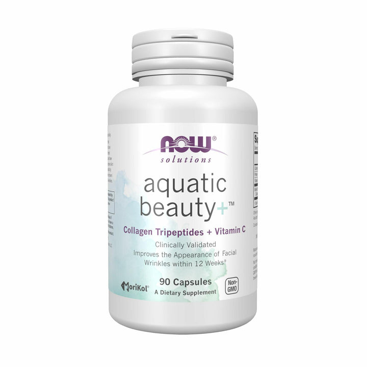 Now Solutions Aquatic Beauty+ Capsules - Marine Collagen and Vitamin C Supplement for Youthful Skin*, Non-GMO, 60 Capsules - The Oasis of Health