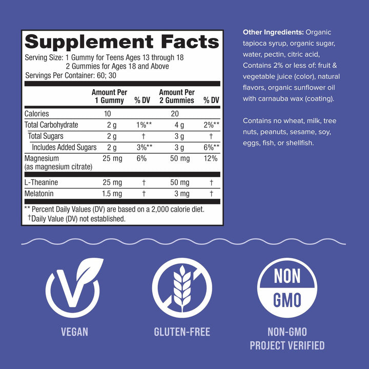 Natural Vitality CALM Sleep Gummies Magnesium Supplement, Melatonin &amp; Magnesium Citrate, Sleep Aid Gummies, L-Theanine, Gluten Free, Helps the Body Ease into Sleep, Blueberry Pomegranate 60 Count - The Oasis of Health