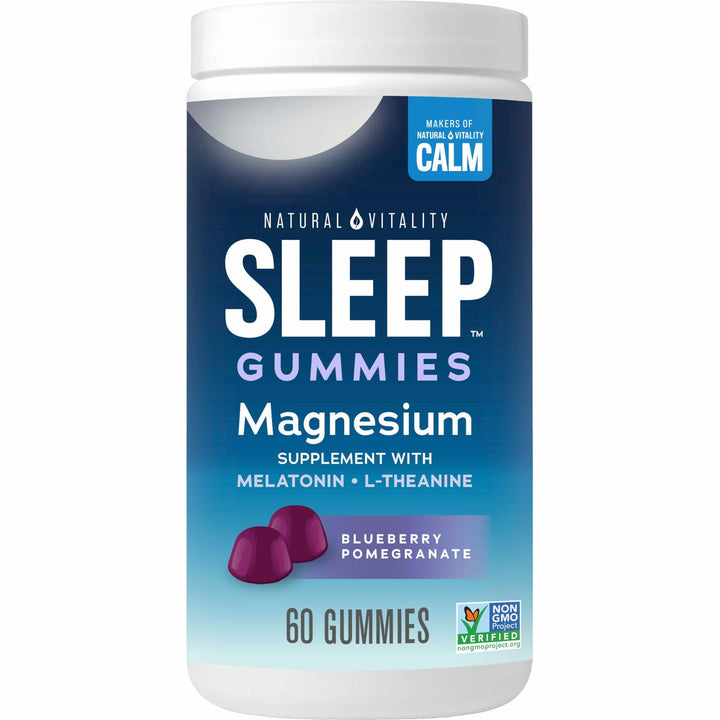 Natural Vitality CALM Sleep Gummies Magnesium Supplement, Melatonin &amp; Magnesium Citrate, Sleep Aid Gummies, L-Theanine, Gluten Free, Helps the Body Ease into Sleep, Blueberry Pomegranate 60 Count - The Oasis of Health