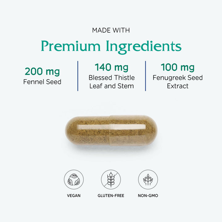 Vitanica Lactation Blend, Lactation Supplement, Breastfeeding Support Increase Breast Milk Supply and Flow, Organic Fennel, Milk Thistle, Fenugreek Seed and More, Non-GMO, Vegan, 60 Capsules - The Oasis of Health