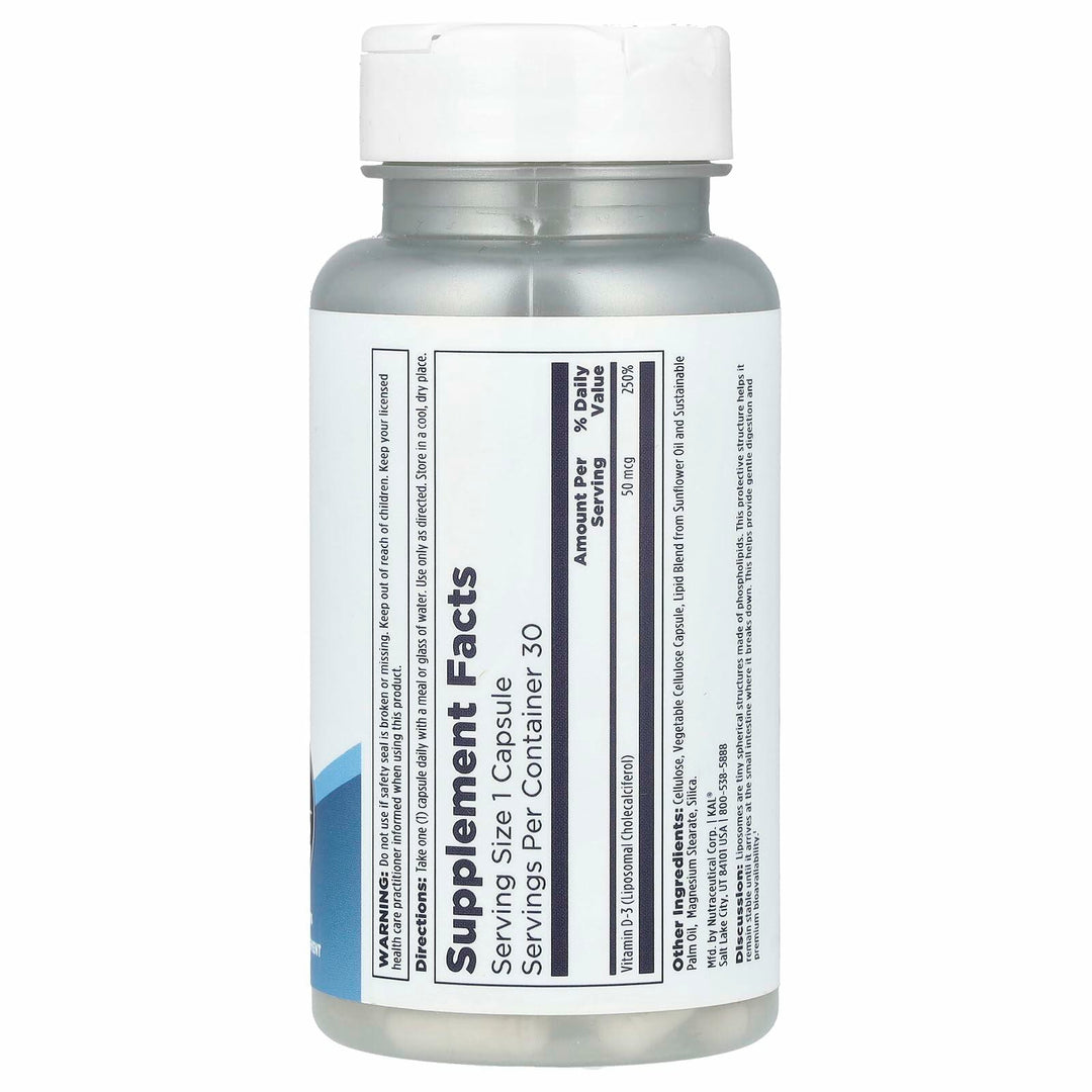 KAL Liposomal D-3, High Potency, 50 mcg, 30 VegCaps