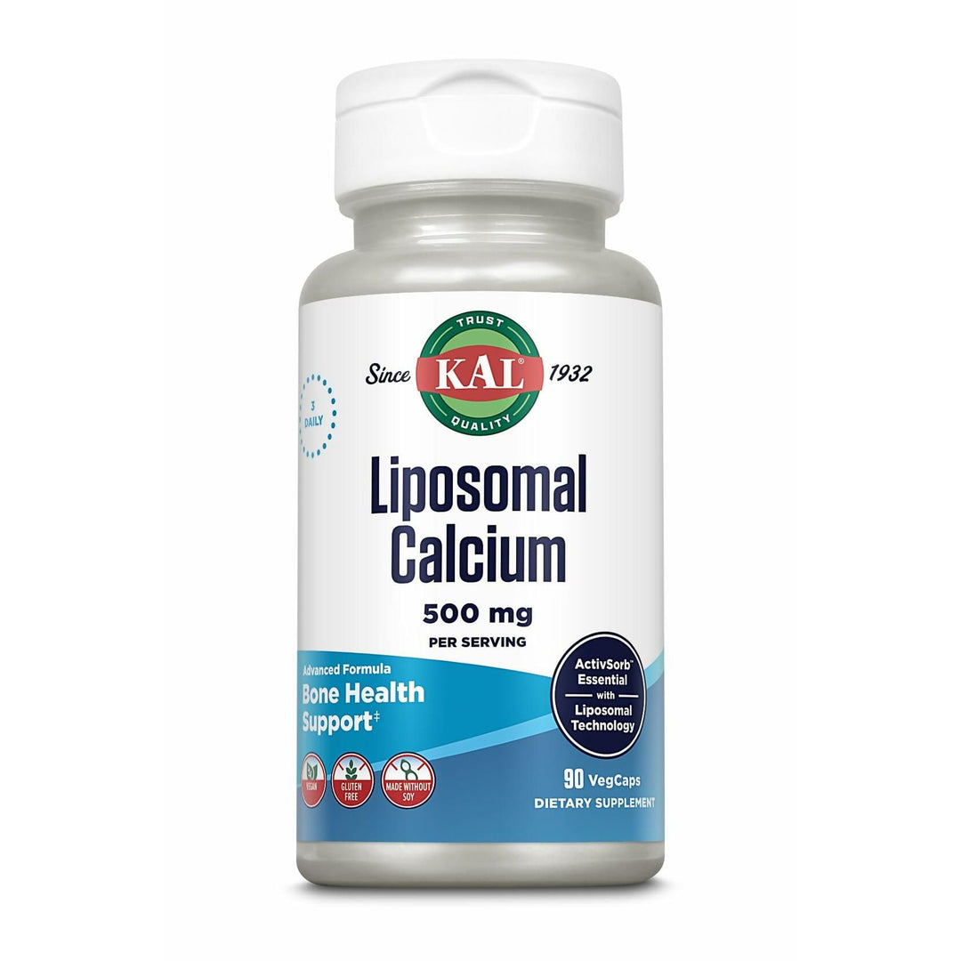 KAL Liposomal Calcium 500 mg, High Absorption Calcium Supplement, Essential Calcium Support, Vegan, Gluten Free, No Soy, 30 Servings, 90 VegCaps