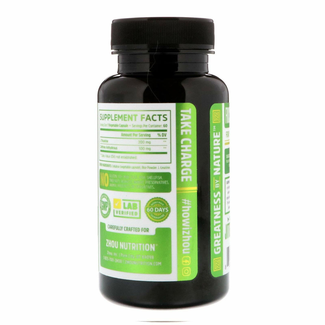 ZHOU Nutrition Caffeine + L-Theanine Energy + Focus, 60 CT