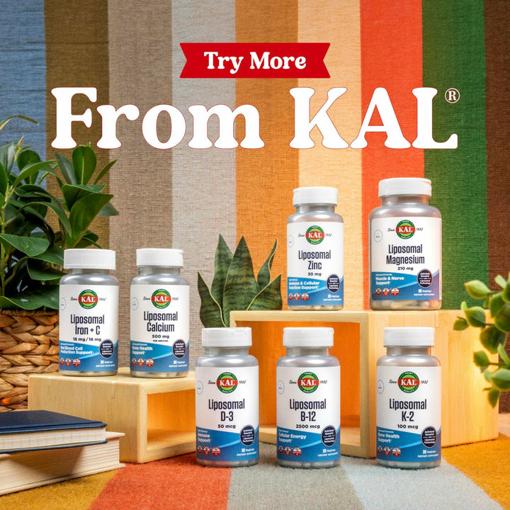 KAL Liposomal Calcium 500 mg, High Absorption Calcium Supplement, Essential Calcium Support, Vegan, Gluten Free, No Soy, 30 Servings, 90 VegCaps