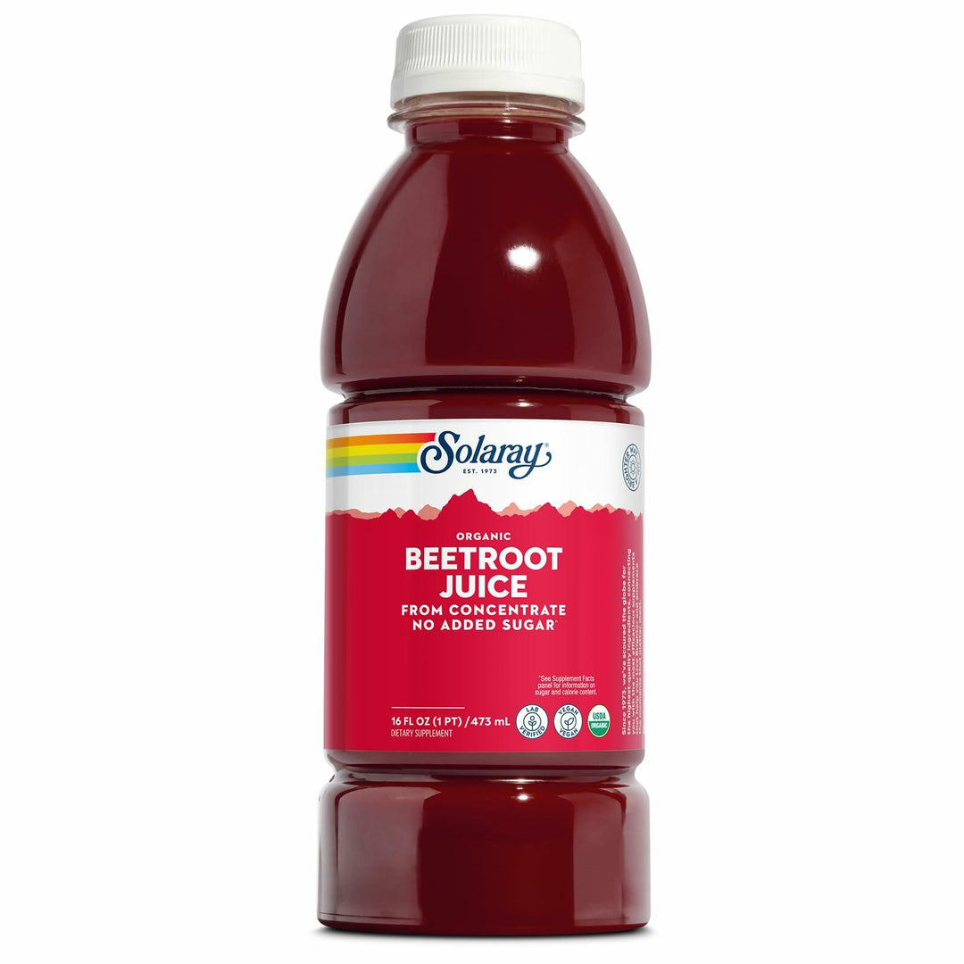 SOLARAY Organic Beet Root Juice from Concentrate - from Nutrient-Dense Organic Beets - No Added Sugar - Vegan, Gluten Free, Lab Verified, 60-Day Guarantee - 16oz, 15 Servings