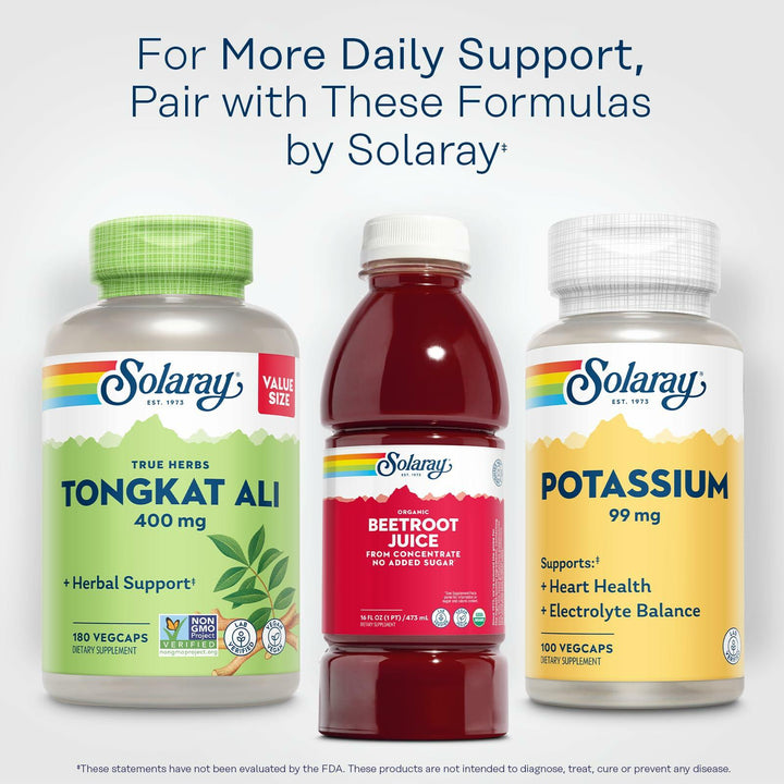 SOLARAY Organic Beet Root Juice from Concentrate - from Nutrient-Dense Organic Beets - No Added Sugar - Vegan, Gluten Free, Lab Verified, 60-Day Guarantee - 16oz, 15 Servings