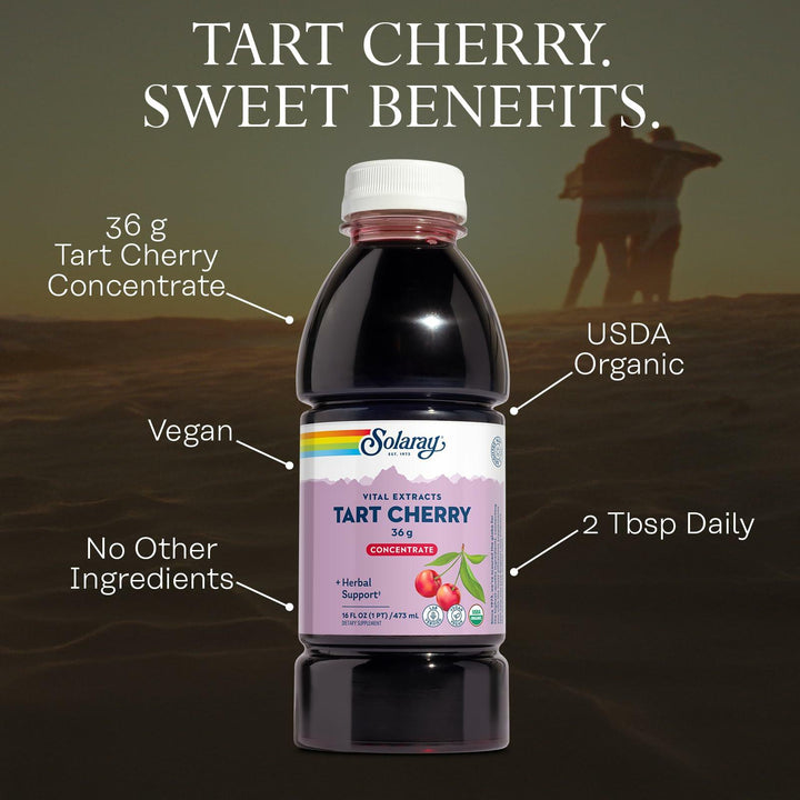 Solaray Organic Tart Cherry Juice Concentrate, 100% Juice Concentrate from Organic Tart Cherries for Overall Well-Being - Vegan, Lab Verified, 60-Day Guarantee, 15 Servings, 16 fl oz