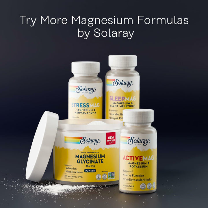 Solaray SleepMag – Magnesium Glycinate & Melatonin 1 mg Sleep Aid - Relaxation & Restful Sleep Support – Plant-Based Melatonin and Magnesium Bisglycinate, Vegan, Gluten Free – 30 Servings, 30 VegCaps