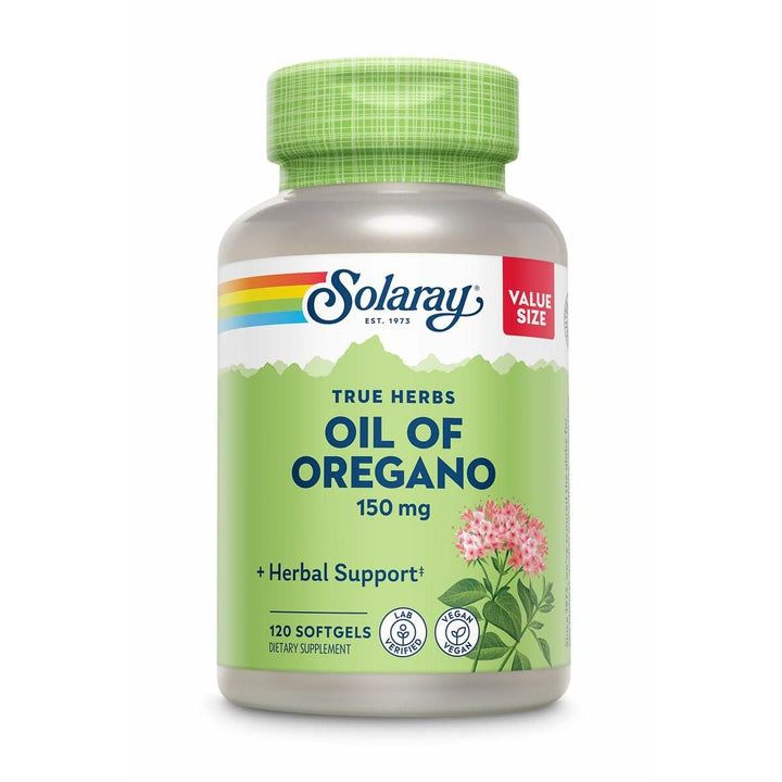 SOLARAY Oil of Oregano Softgels 150 mg - Oregano Oil Supplement for Powerful Wellness Support - Gentle Digestion - Extra Virgin Olive Oil Base - Vegan, 60-Day Guarantee - 120 Servings, 120 Softgels