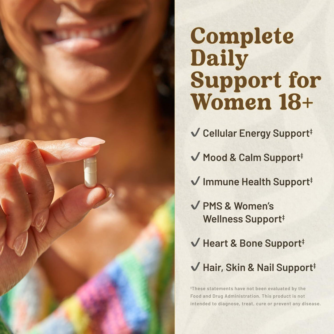 KAL Women’s 18 Plus Multivitamin – Iron Supplement and Multivitamin for Women with Vitamin D and Vitamin C - Support for PMS, Cellular Energy, Mood, Immune Health – 30 Servings, 60 VegCaps