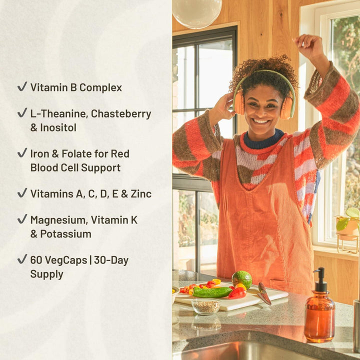 KAL Women’s 18 Plus Multivitamin – Iron Supplement and Multivitamin for Women with Vitamin D and Vitamin C - Support for PMS, Cellular Energy, Mood, Immune Health – 30 Servings, 60 VegCaps